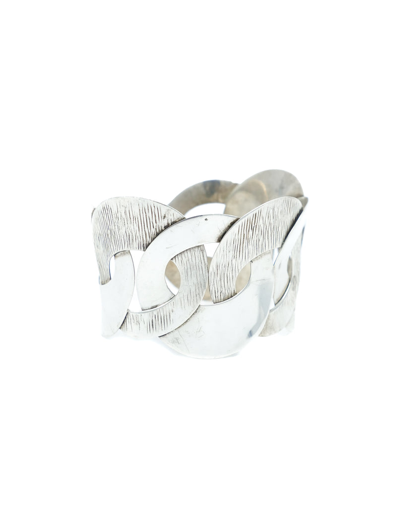 Textured Sterling Link Style Cuff Accessory arcadeshops.com