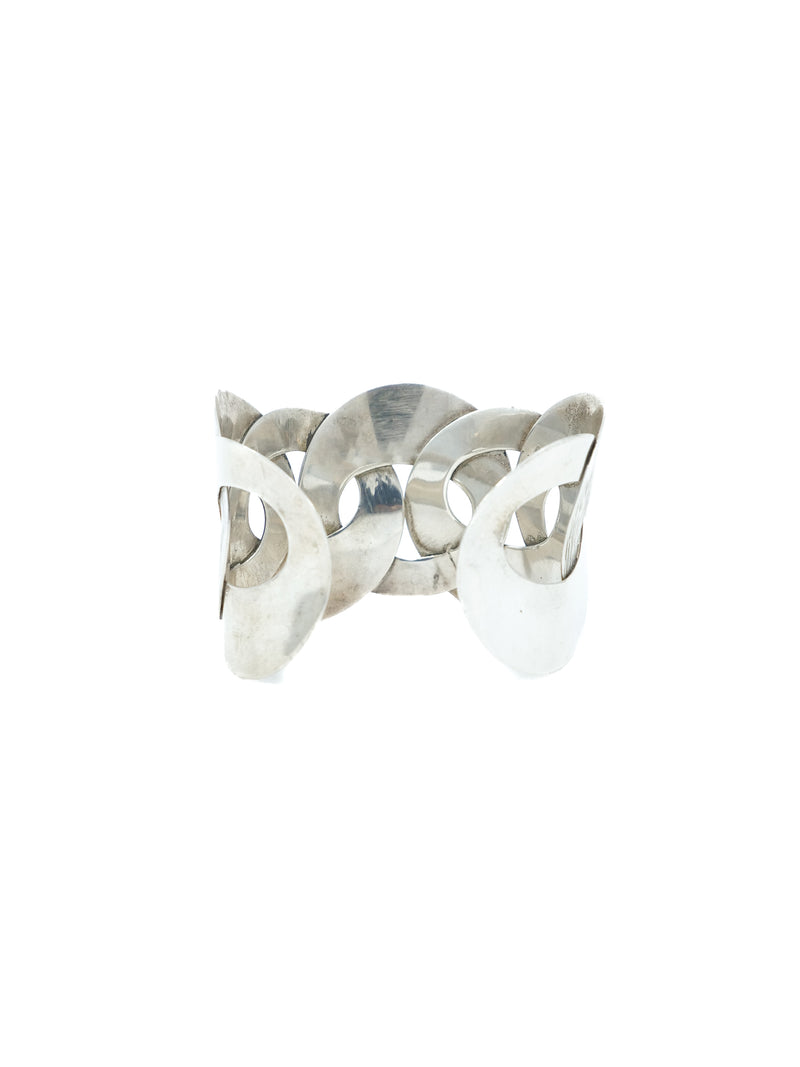 Textured Sterling Link Style Cuff Accessory arcadeshops.com