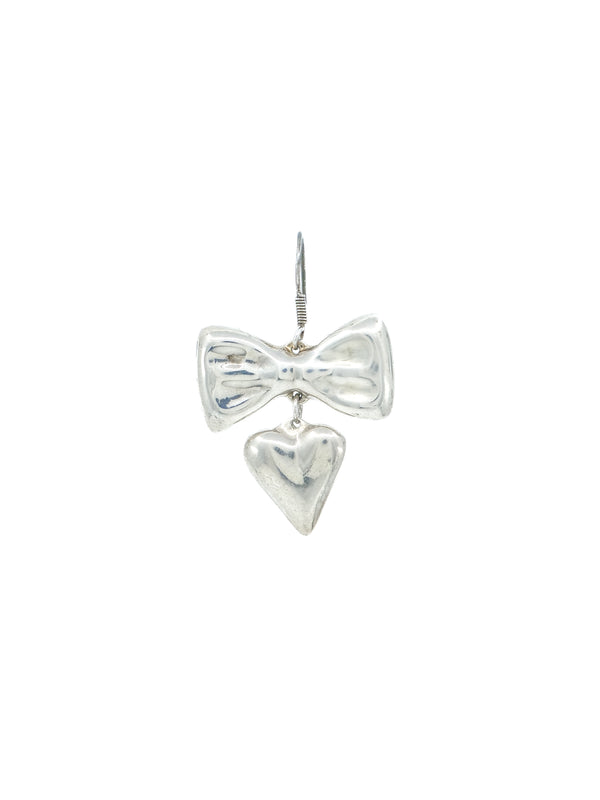 Mexican Sterling Bow and Heart Drop Earrings Accessory arcadeshops.com