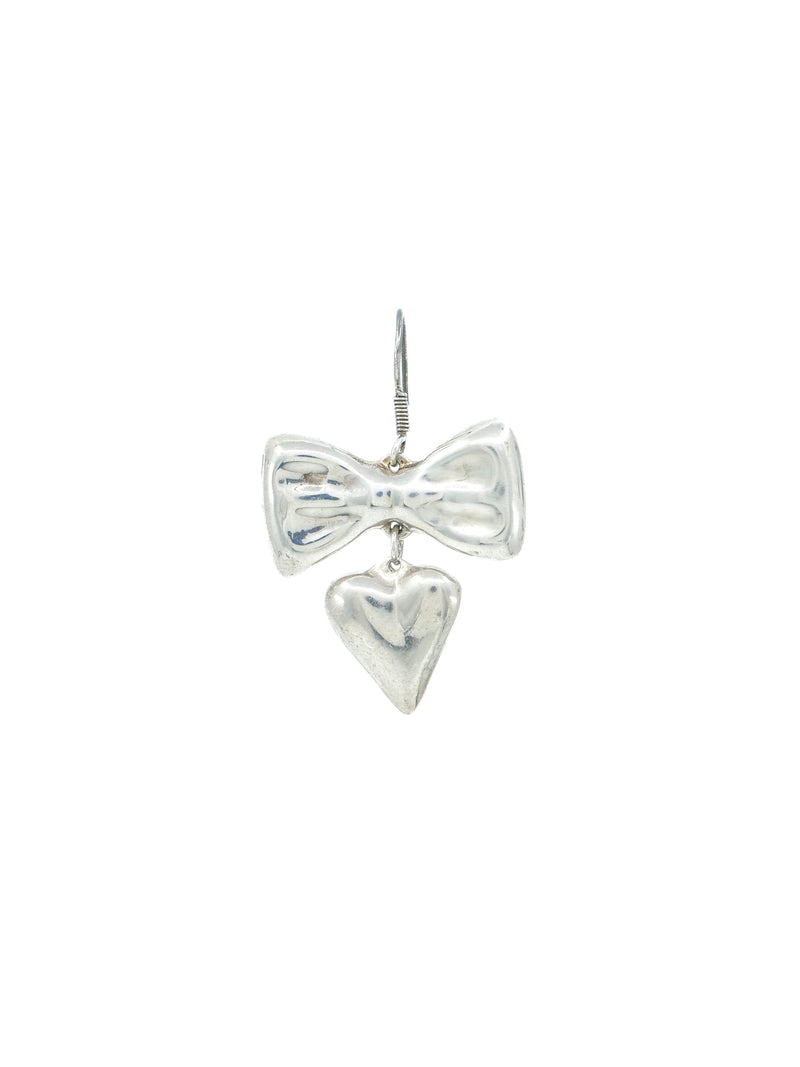 Mexican Sterling Bow and Heart Drop Earrings Accessory arcadeshops.com