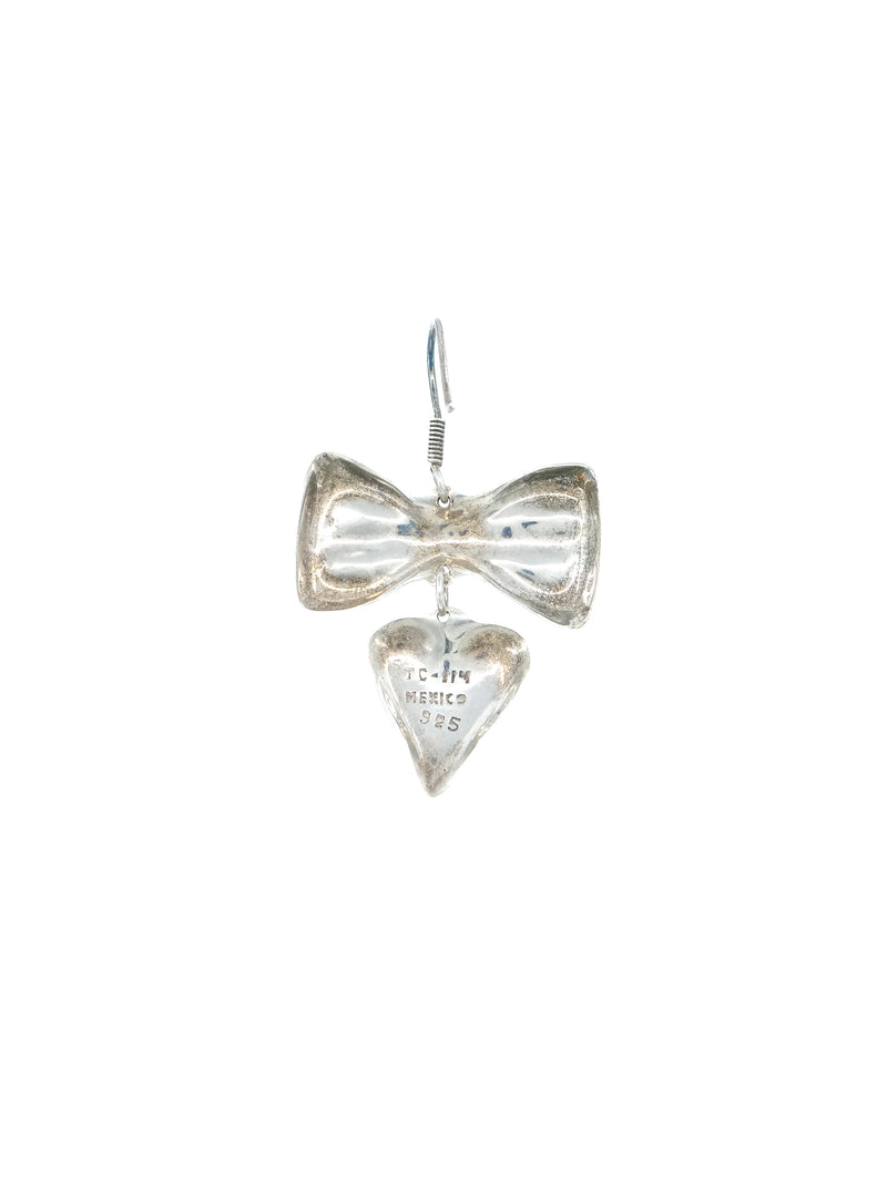 Mexican Sterling Bow and Heart Drop Earrings Accessory arcadeshops.com