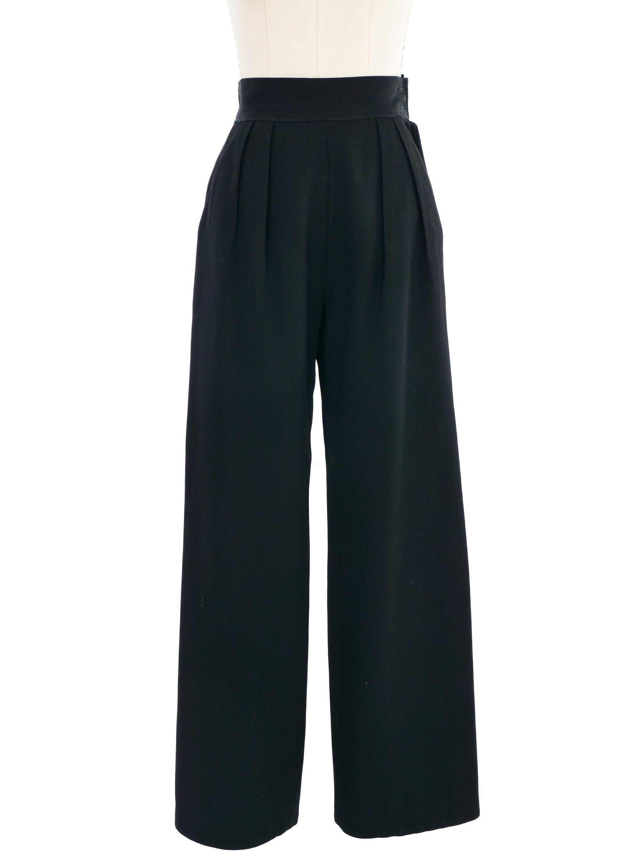パンツ 1990s wool black flare pants center pres Rhein Pant in Black Wool Silk Cady – Gabriela Hearst