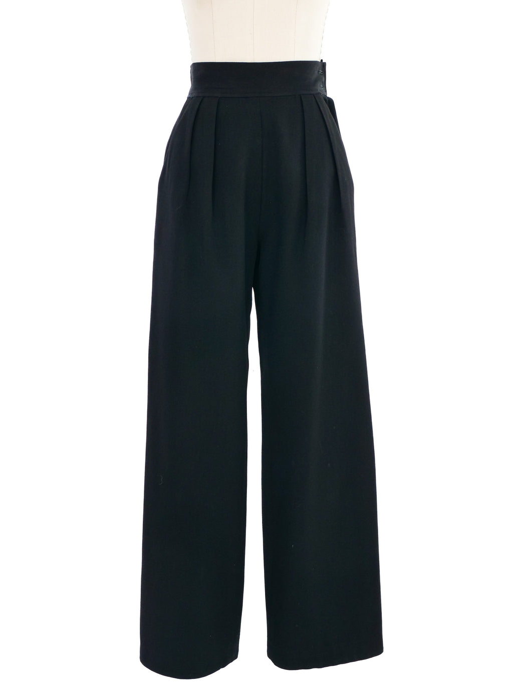 High Waist Black Wool Trousers