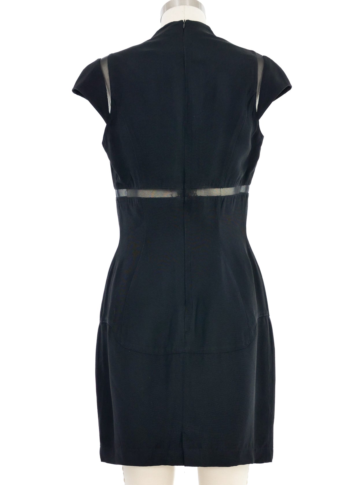 1980s Thierry Mugler Mesh Inset Black Dress