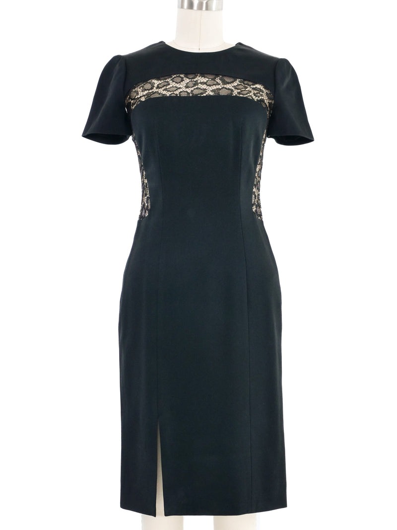 2014 Alexander McQueen Lace Accented Black Dress