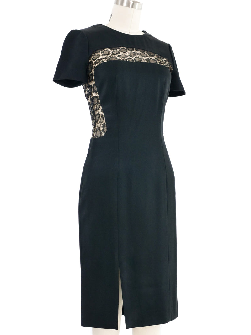 2014 Alexander McQueen Lace Accented Black Dress Dress arcadeshops.com