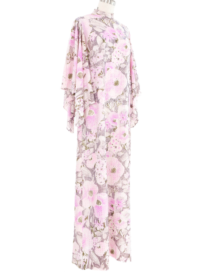 Metallic Pastel Kimono Sleeve Maxi Dress Dress arcadeshops.com