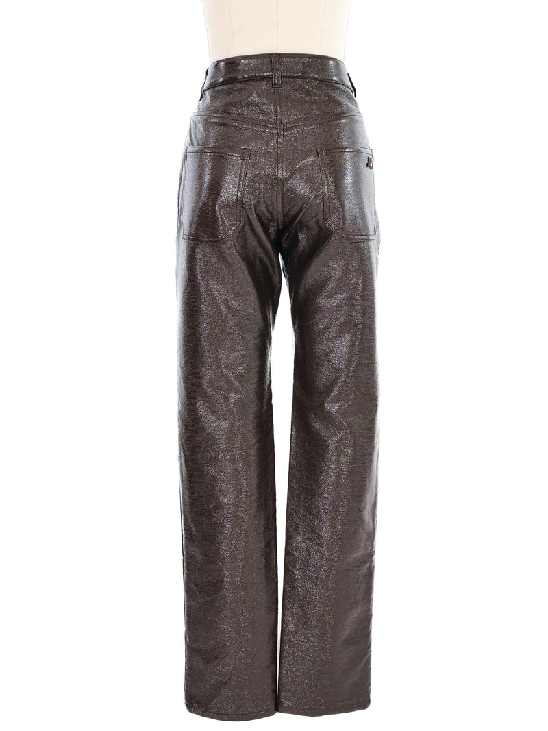 Courreges Brown Vinyl Trousers Bottom arcadeshops.com