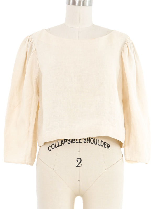 Chloe Ivory Linen Puff Sleeve Top Top arcadeshops.com