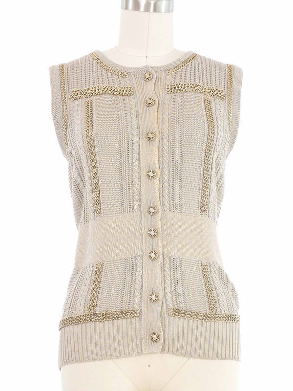 2008 Chanel Chain Accented Knit Tank Top arcadeshops.com