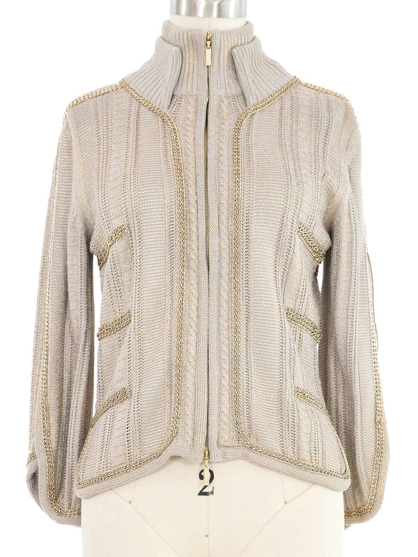 2008 Chanel Chain Accented Knit Cardigan Top arcadeshops.com