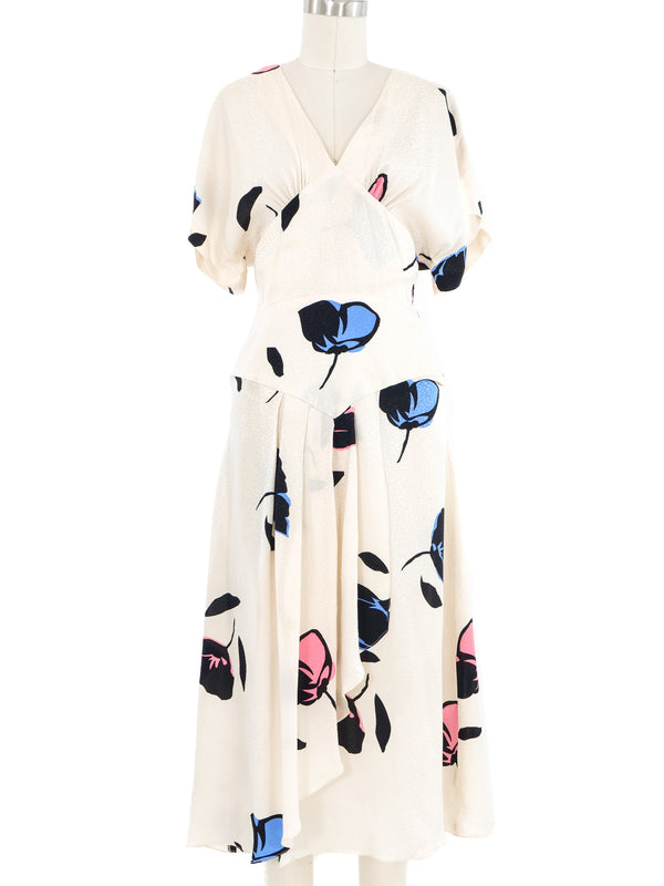 Ivory Floral Silk Dress Dress arcadeshops.com