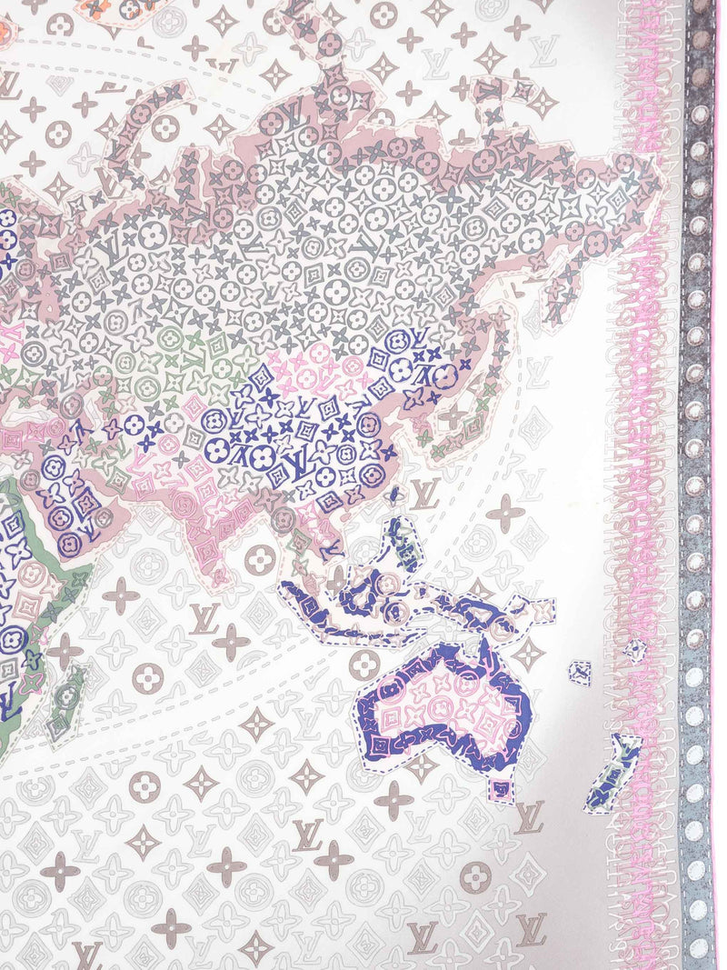 Louis Vuitton Monogram Map Silk Scarf Accessory arcadeshops.com