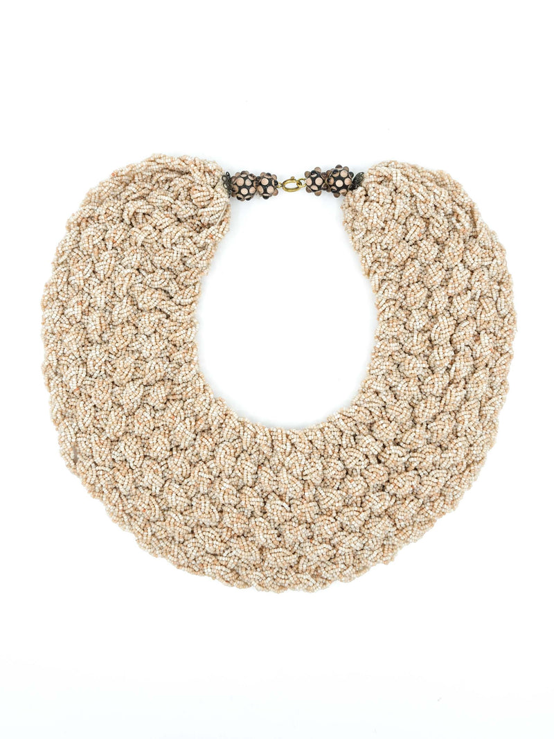Peach Beaded Collar Necklace Accessory arcadeshops.com