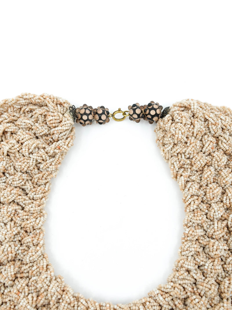 Peach Beaded Collar Necklace Accessory arcadeshops.com