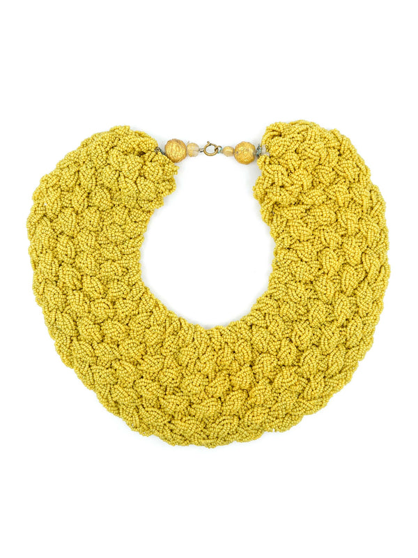 Mustard Beaded Collar Necklace Accessory arcadeshops.com