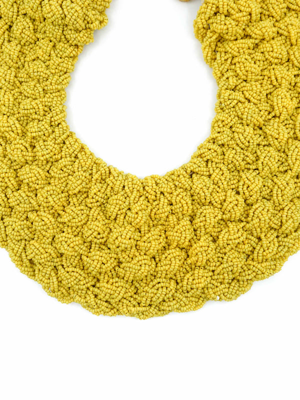 Mustard Beaded Collar Necklace Accessory arcadeshops.com