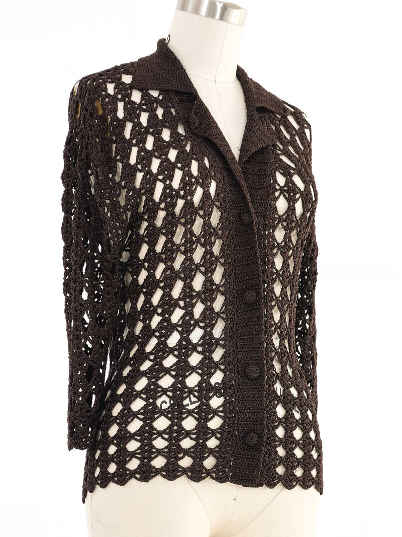 Dolce & Gabbana Chocolate Open Knit Cardigan Top arcadeshops.com