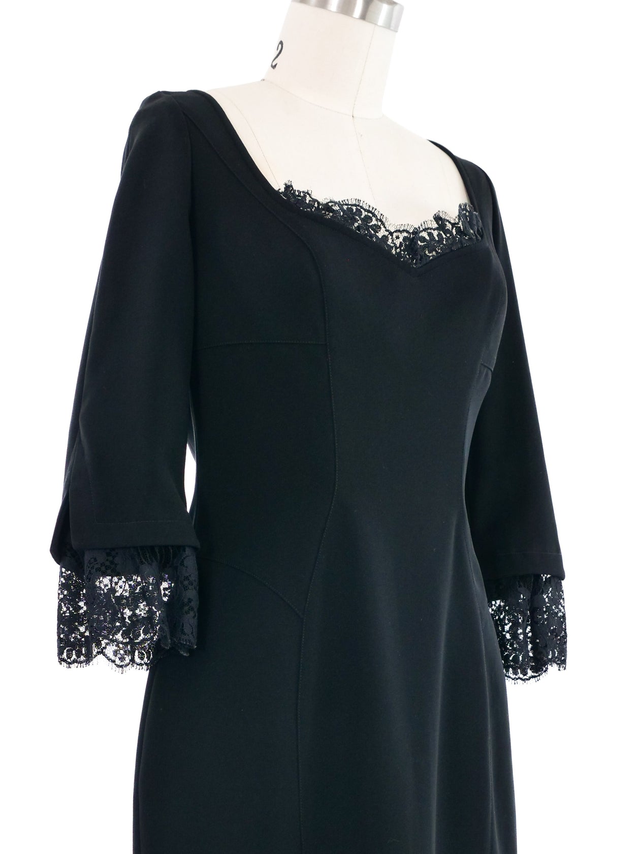 1998 Thierry Mugler Lace Trimmed Shift Dress