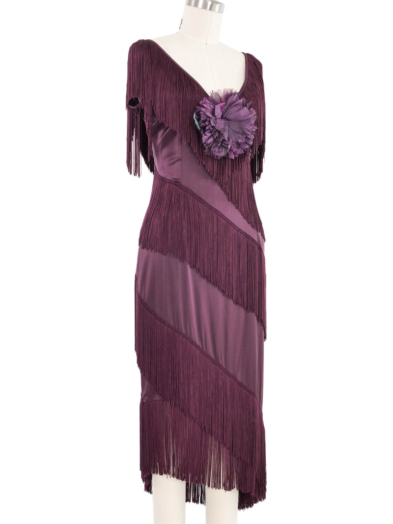Dolce & Gabbana Purple Tiered Fringe Dress Dress arcadeshops.com