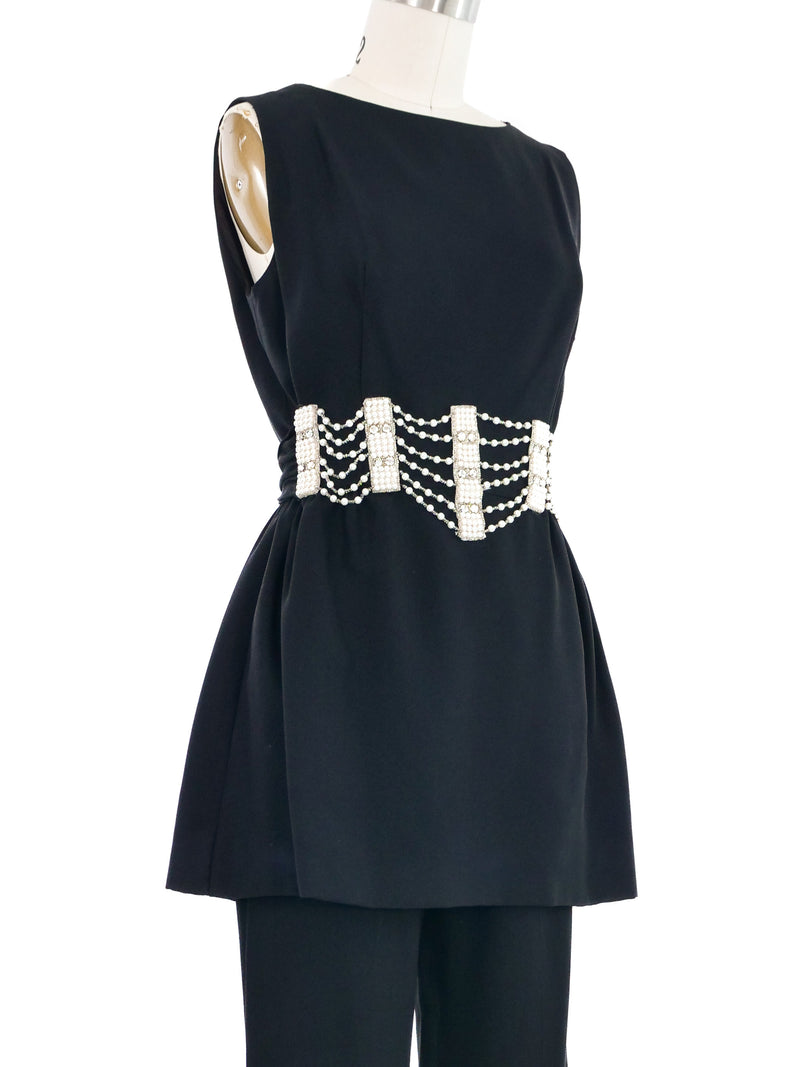 1970s Trompe L'oeil Belted Tunic Ensemble Dress arcadeshops.com