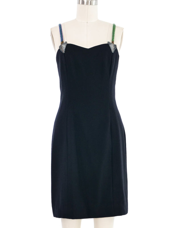 Bob Mackie Black Beaded Strap Dress Dress arcadeshops.com