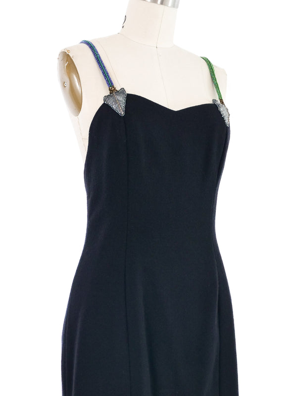 Bob Mackie Black Beaded Strap Dress Dress arcadeshops.com