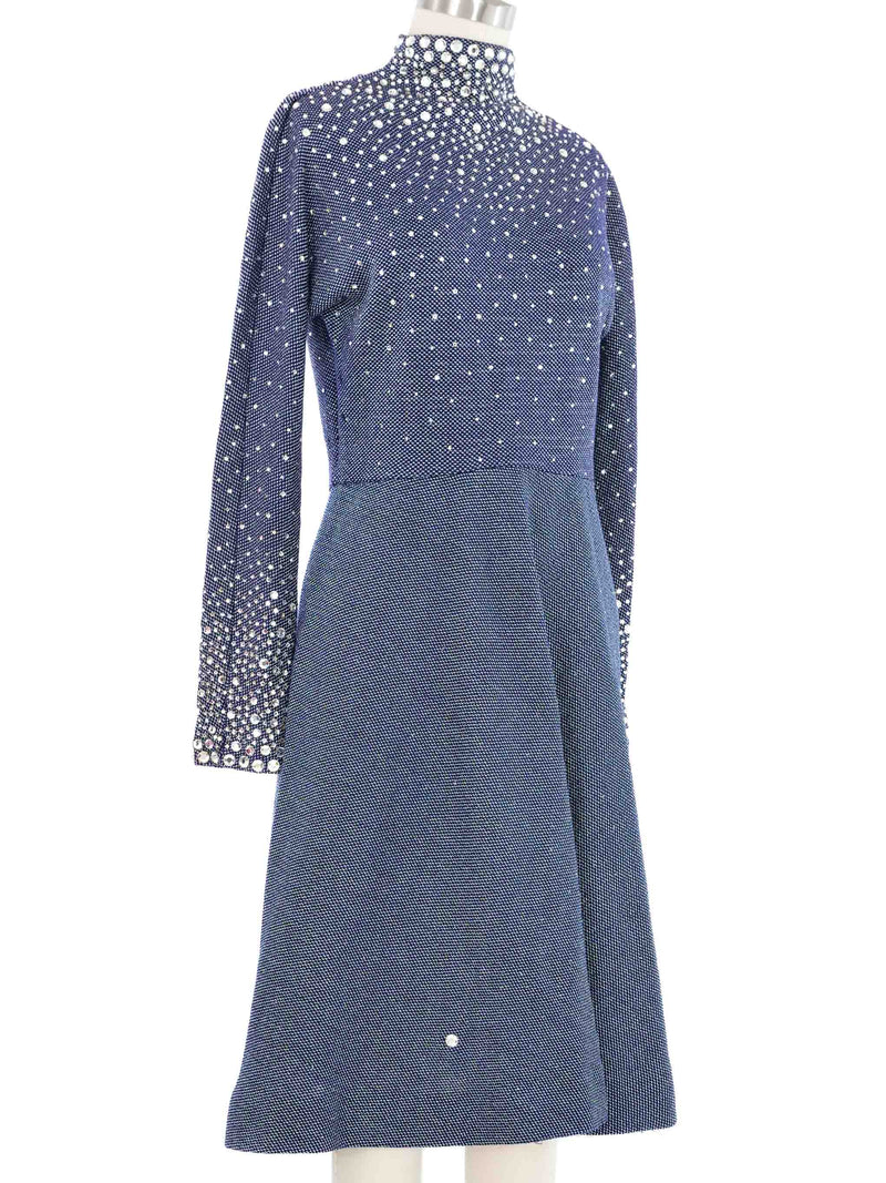 1970s Pauline Trigere Embellished Metallic Knit Dress Dress arcadeshops.com