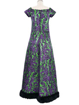 1960s Oscar de la Renta Fur Trimmed Metallic Dress Dress arcadeshops.com