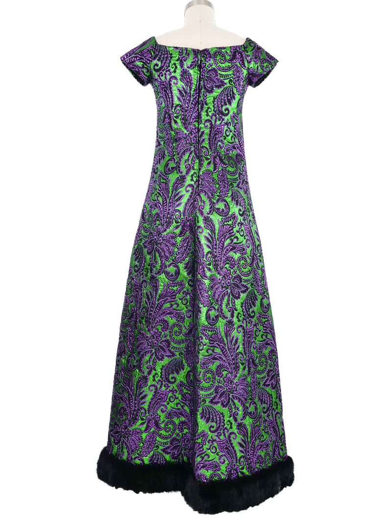 1960s Oscar de la Renta Fur Trimmed Metallic Dress Dress arcadeshops.com