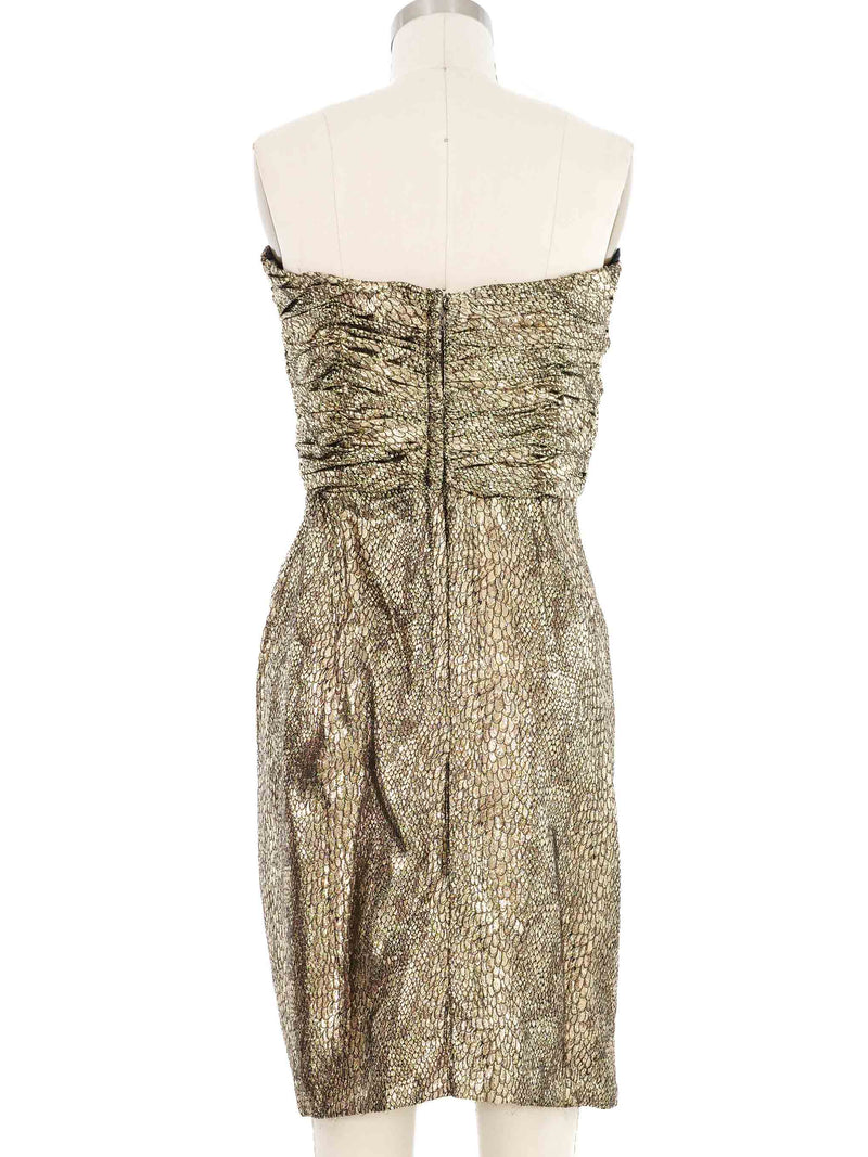 1980s Victor Costa Goldtone Lame Scale Dress Dress arcadeshops.com