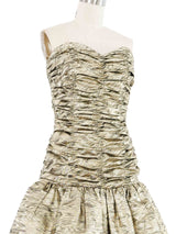 Victor Costa Strapless Ruched Gold Cocktail Dress Dress arcadeshops.com