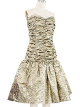 Victor Costa Strapless Ruched Gold Cocktail Dress Dress arcadeshops.com