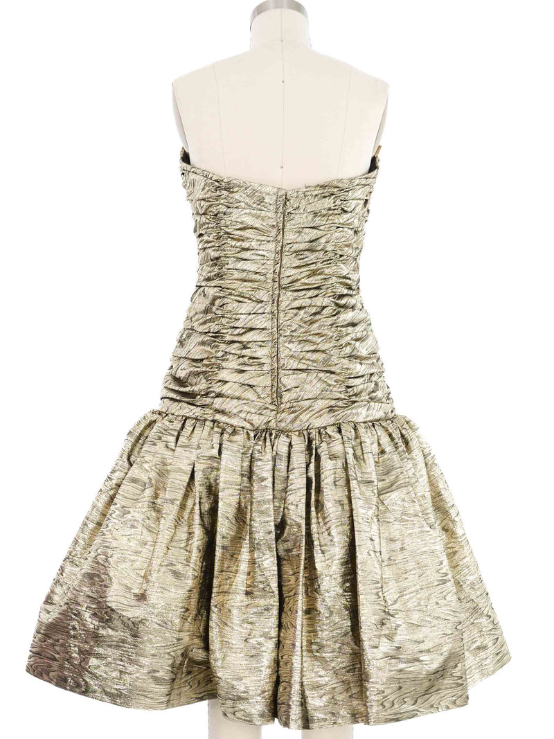 Victor Costa Strapless Ruched Gold Cocktail Dress Dress arcadeshops.com