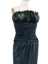 Victor Costa Feather Accented Black Dress Dress arcadeshops.com