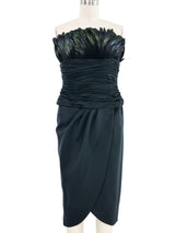 Victor Costa Feather Accented Black Dress Dress arcadeshops.com