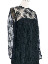 Galanos Black Tiered Mesh Lace Dress Dress arcadeshops.com