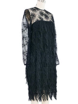 Galanos Black Tiered Mesh Lace Dress Dress arcadeshops.com