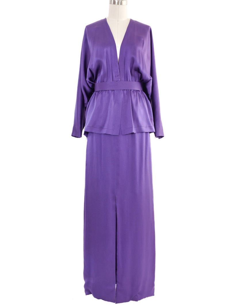Pauline Trigere Purple Silk Ensemble Dress arcadeshops.com