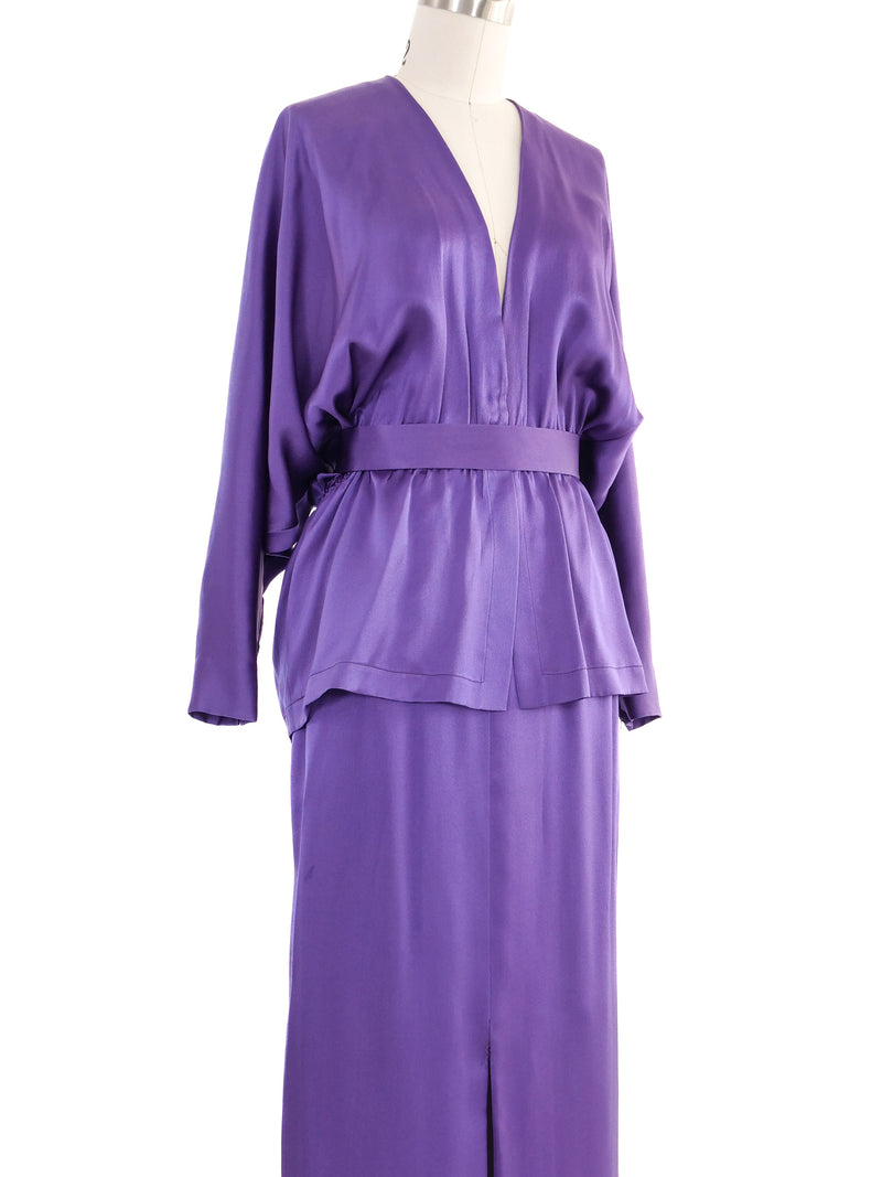 Pauline Trigere Purple Silk Ensemble Dress arcadeshops.com