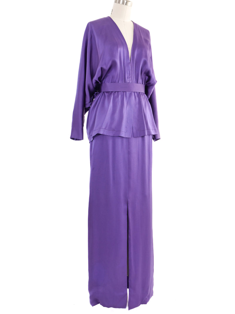 Pauline Trigere Purple Silk Ensemble Dress arcadeshops.com