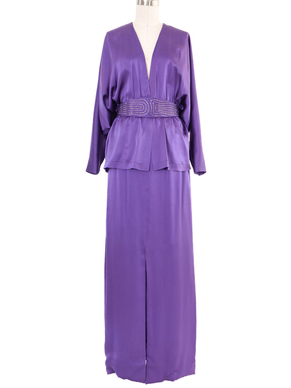 Pauline Trigere Purple Silk Ensemble Dress arcadeshops.com