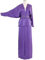 Pauline Trigere Purple Silk Ensemble Dress arcadeshops.com