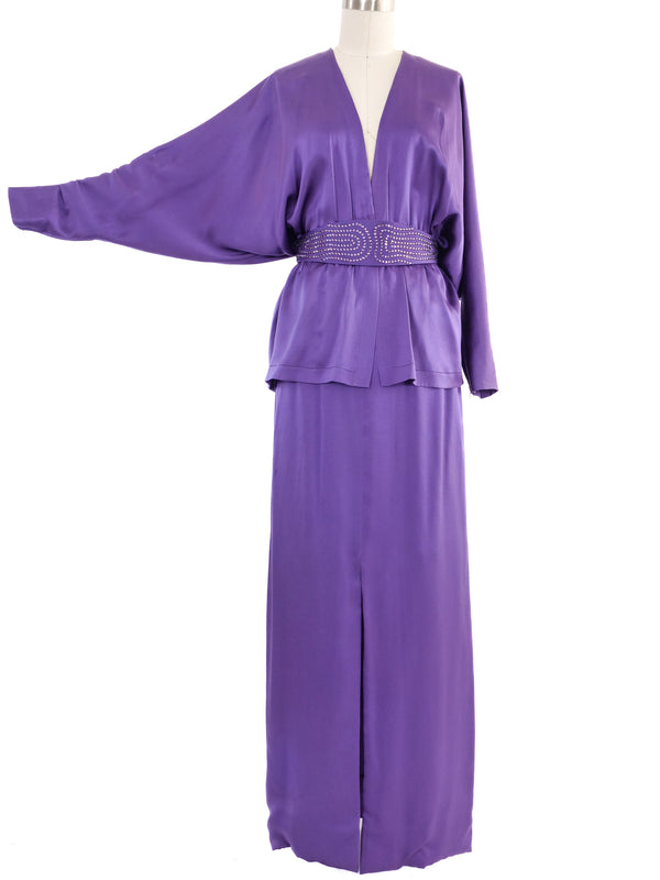 Pauline Trigere Purple Silk Ensemble Dress arcadeshops.com