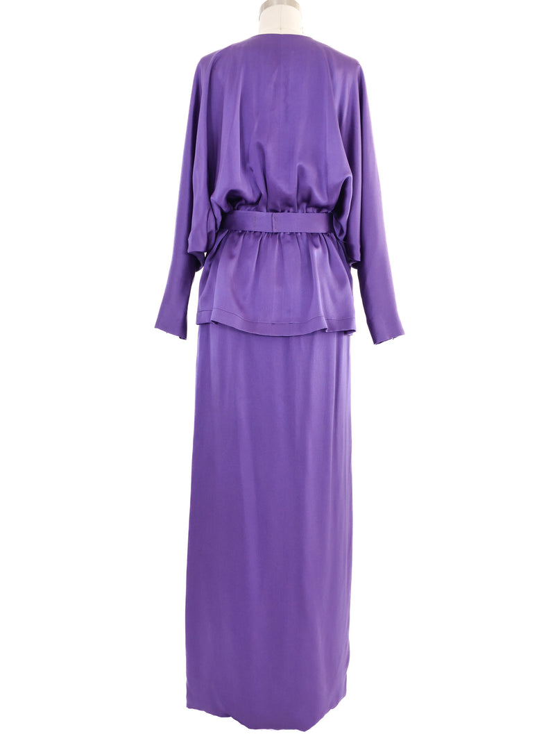Pauline Trigere Purple Silk Ensemble Dress arcadeshops.com