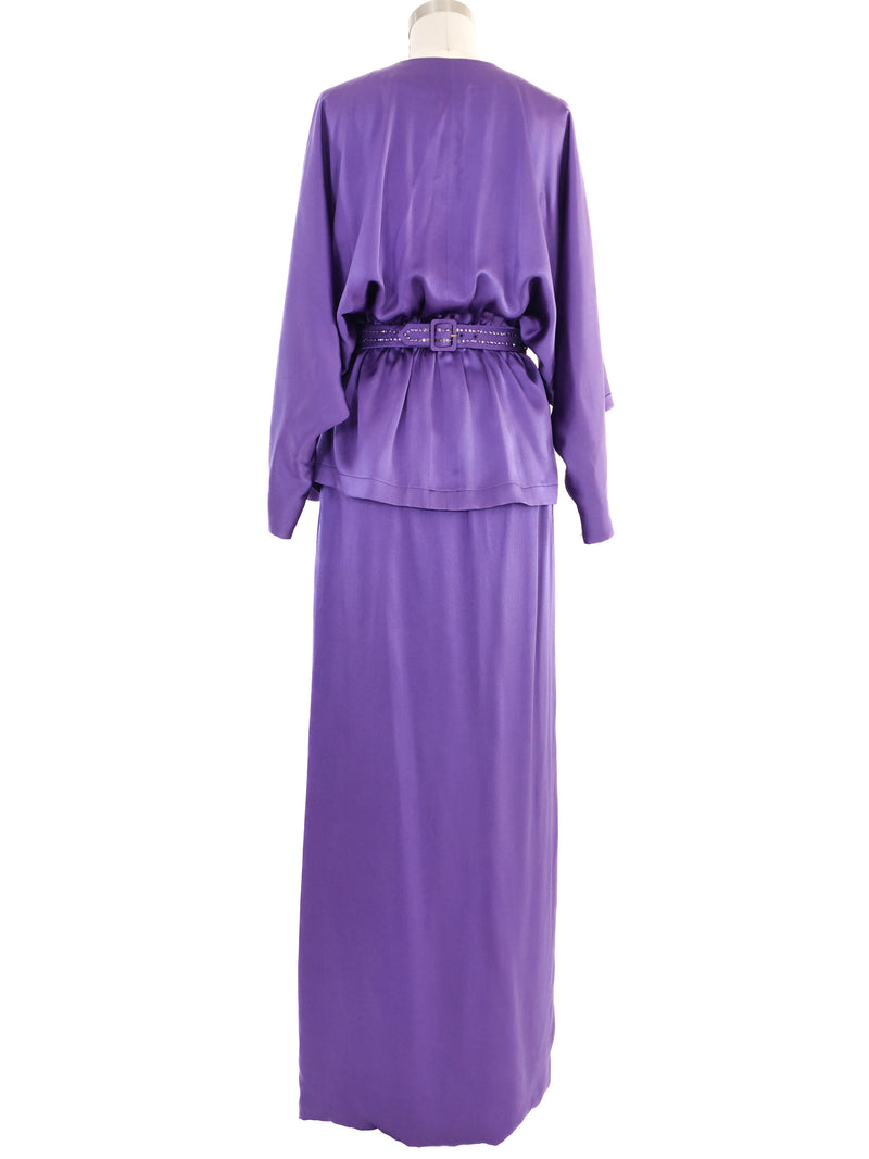 Pauline Trigere Purple Silk Ensemble Dress arcadeshops.com