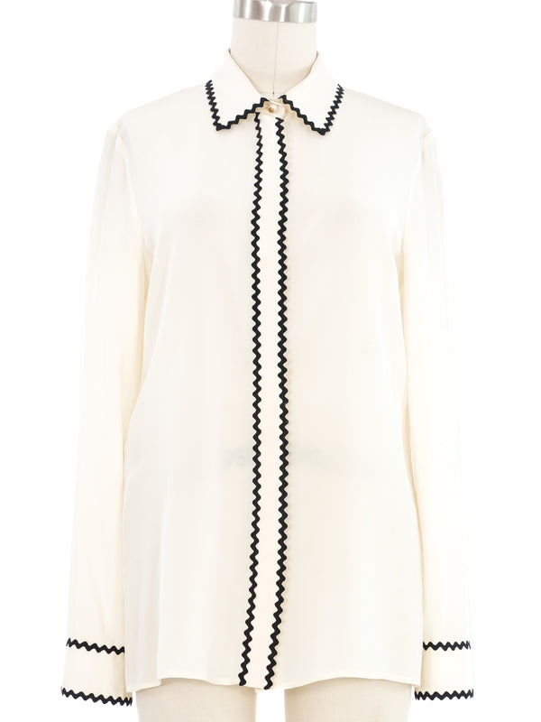 2015 Gucci Rick Rack Trimmed Blouse