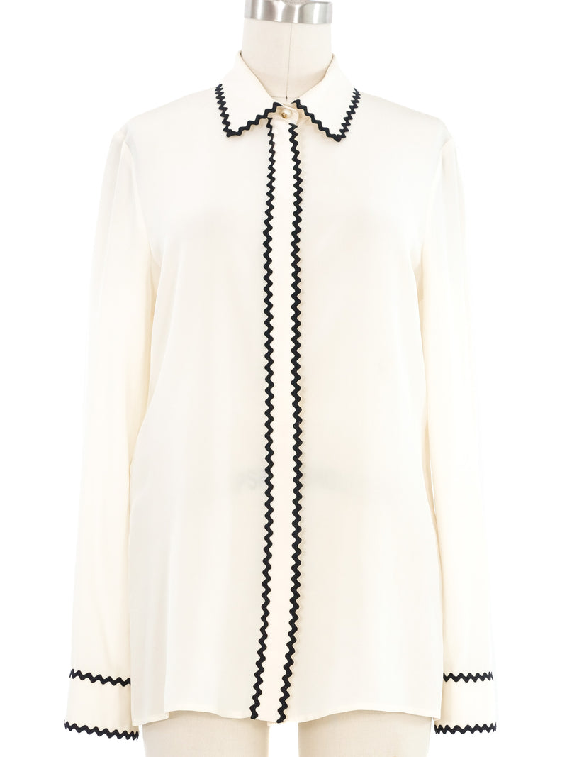 2015 Gucci Rick Rack Trimmed Blouse Top arcadeshops.com