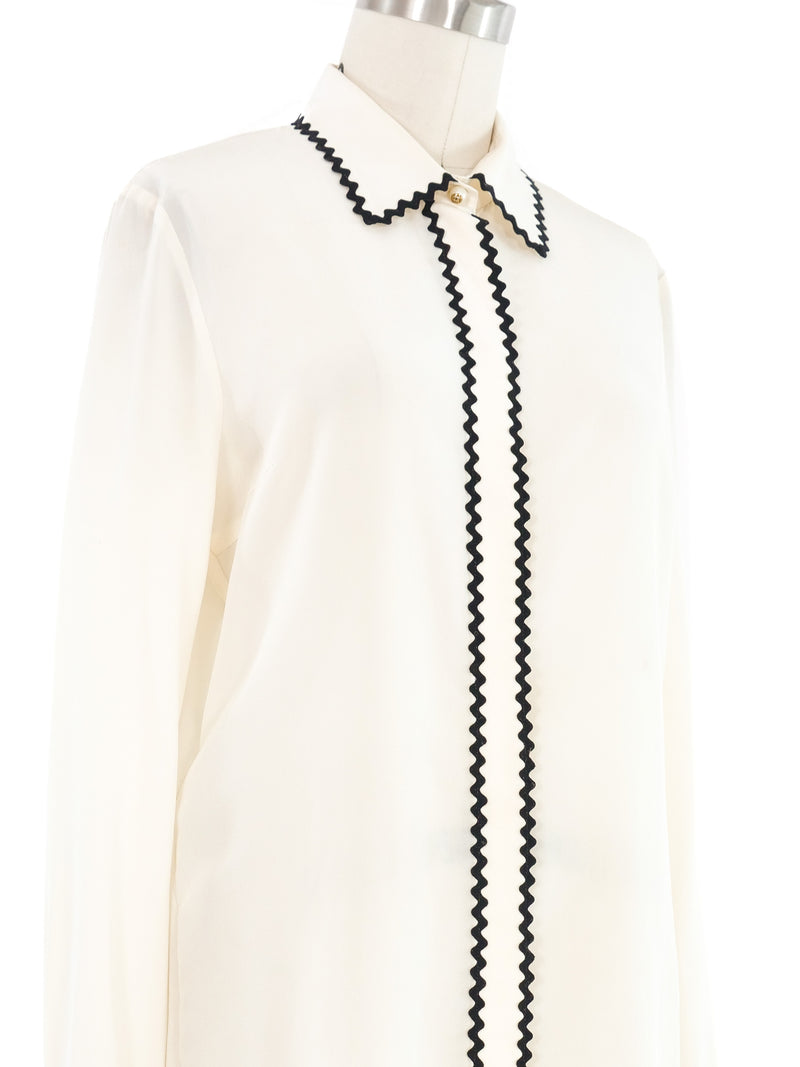 2015 Gucci Rick Rack Trimmed Blouse Top arcadeshops.com