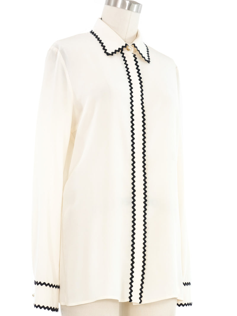 2015 Gucci Rick Rack Trimmed Blouse Top arcadeshops.com